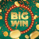 Illustration celebrating a big casino win with gold coins, confetti, and a bright 'Big Win' sign, symbolizing jackpot excitement. Featured in Eternal Slots blog post on casino big wins, highlighting recent player achievements and massive payouts.