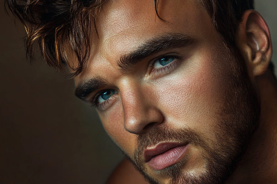 Portrait of a young man with intense blue eyes and a thoughtful expression, symbolizing focus and ambition. Eternal Slots blog explores similar themes of determination and success, relevant to both personal journeys and high-stakes gaming experiences.