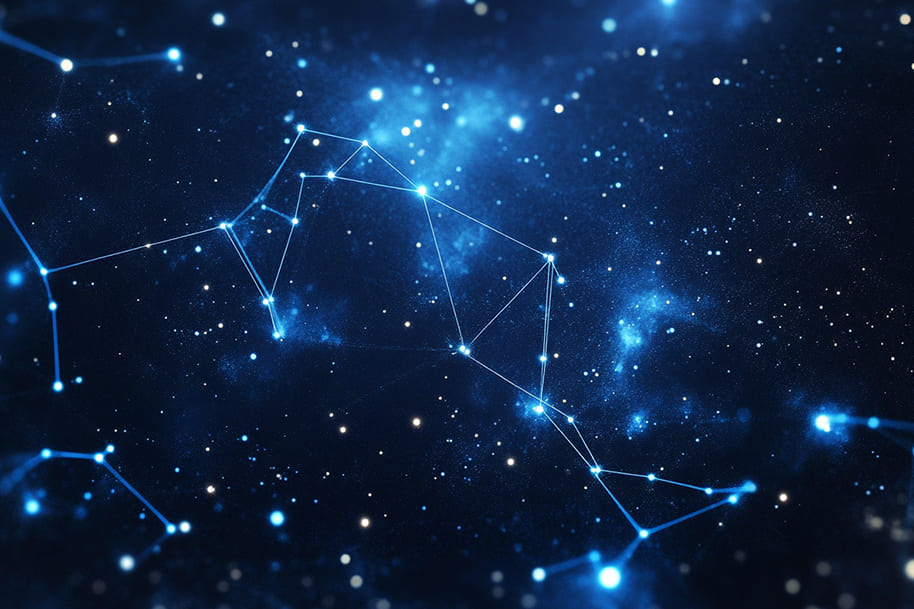 Constellation map against a starry night sky, symbolizing astrological insights and celestial guidance for making decisions, as featured in the astrology and fortune blog on eternalslots.com.