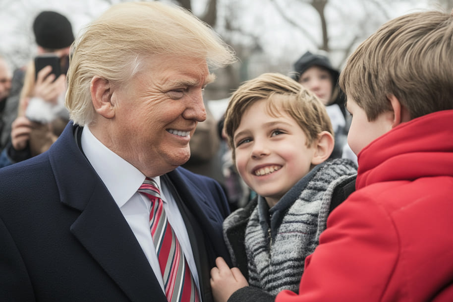 This heartwarming image captures a moment of connection and joy during a public event. Let me know how you'd like to highlight this in your content or use it further!