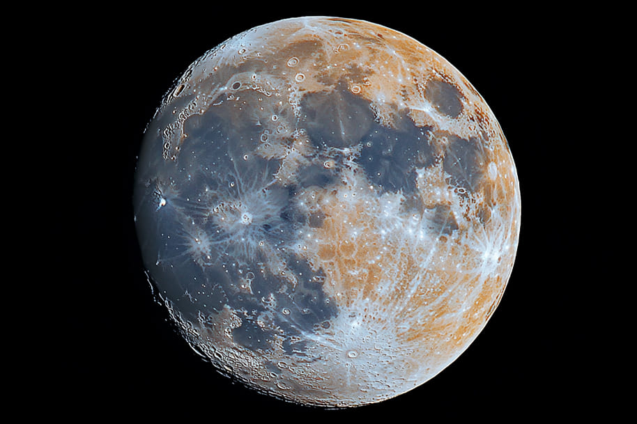 Close-up of the full moon, highlighting its intricate surface details, symbolizing the powerful cosmic energy of the Full Moon in March 2025 and its astrological effects.