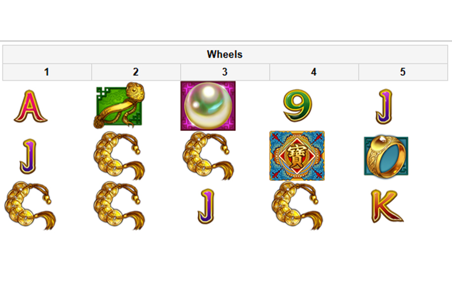 Plentiful Treasure slot game reels displaying golden symbols, lucky pearls, and valuable artifacts. Spin for a chance to hit a massive jackpot win with exciting bonus features at Eternal Slots Casino.