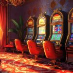 Luxurious casino room with vintage slot machines glowing in warm sunlight, perfect setting to enjoy spring-themed slot games at EternalSlots.com