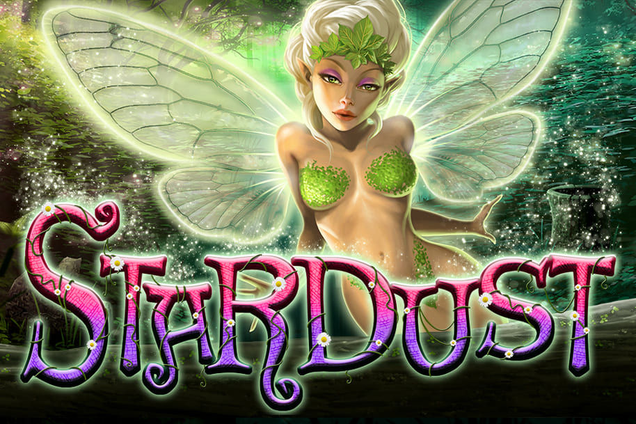 Stardust spring-themed slot game by RTG featuring a glowing fairy, enchanted forest setting, and magical visuals at EternalSlots.com