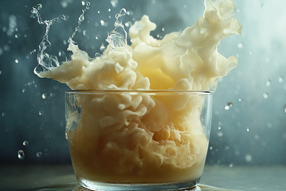 Splash of fermented milk or kefir in a glass – highlighting probiotic-rich fermented food for gut health and digestion, featured on EternalSlots.com wellness blog.