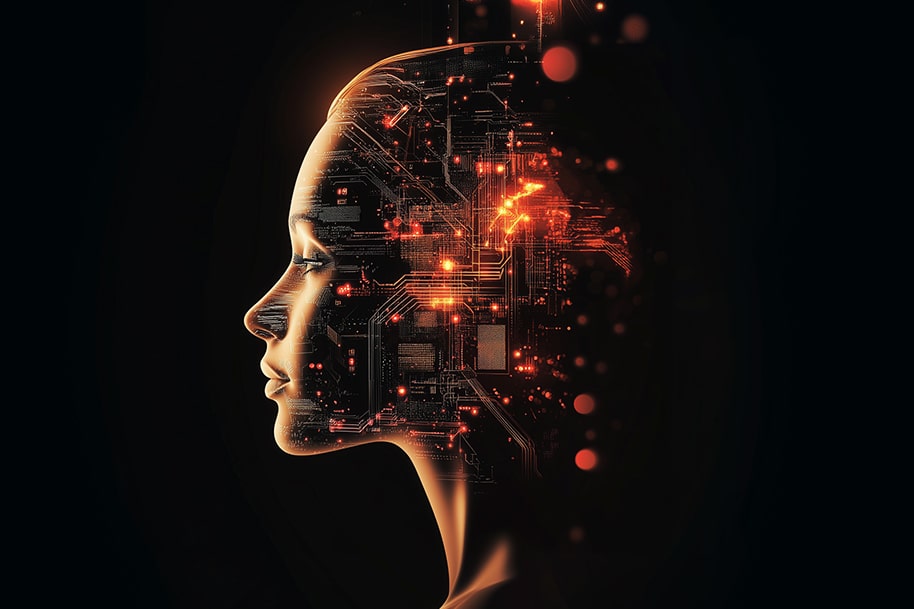 Futuristic female AI interface glowing with neural circuits – symbolizing the rise of artificial intelligence tools in 2025 for enhanced productivity and seamless gaming experiences on EternalSlots.com