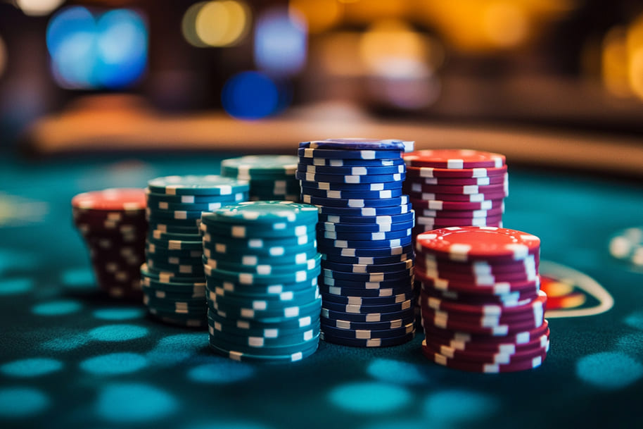 Stacks of poker chips on casino table – Father’s Day online casino promotions and bonus rewards 2025