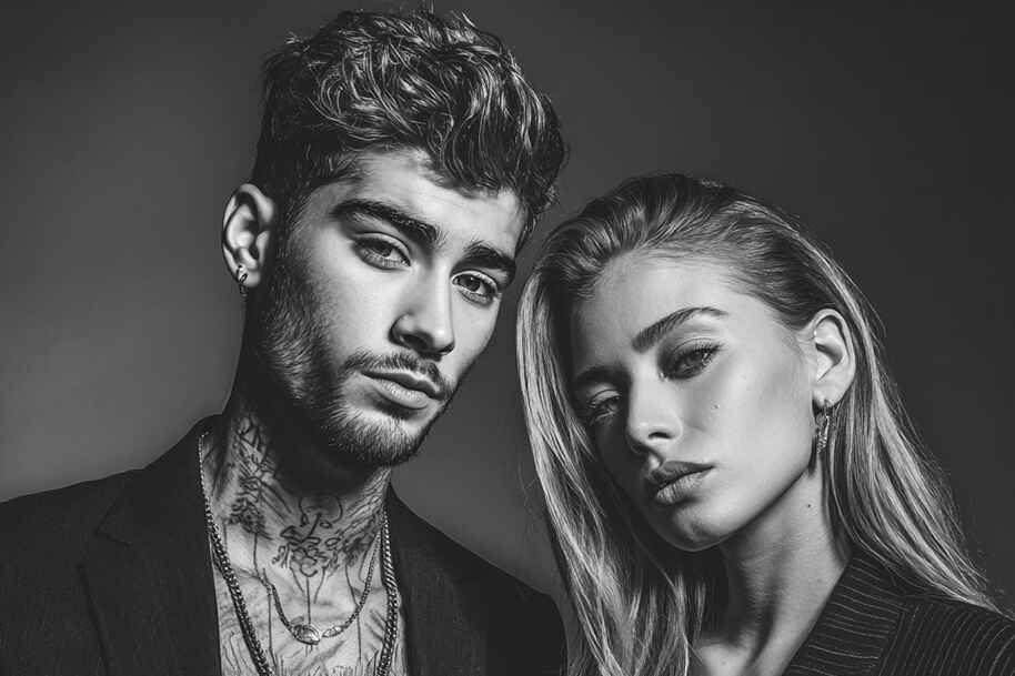 Moody black and white portrait of a stylish celebrity couple – representing zodiac compatibility and love matches on Eternal Slots Casino blog.