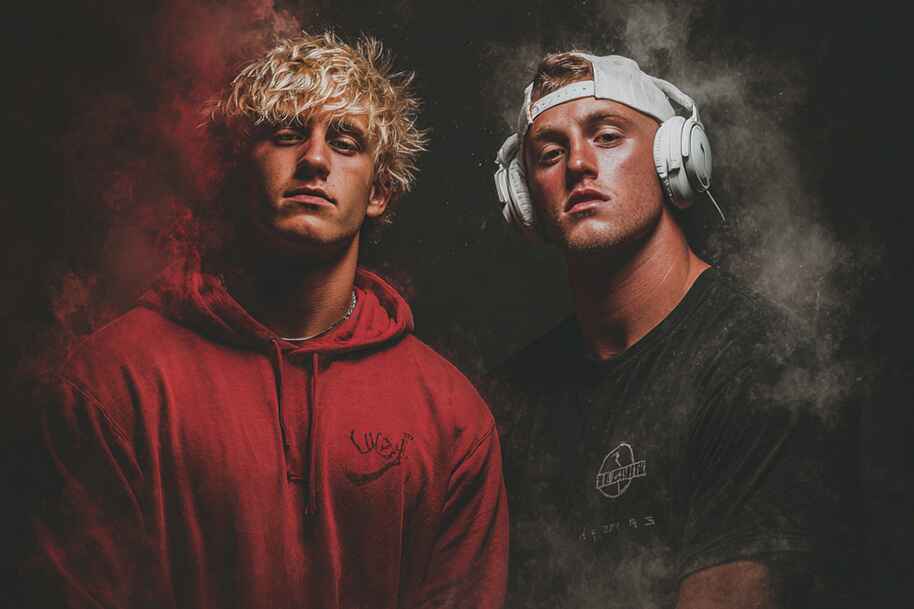 Two confident American influencers in streetwear and headphones posing in a dark, smoky setting — representing the bold lifestyle of digital millionaires featured on EternalSlots.com blog.