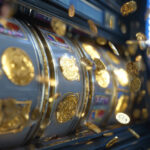 Slot machine win with gold coins – Hold & Spin feature on new RTG slot.