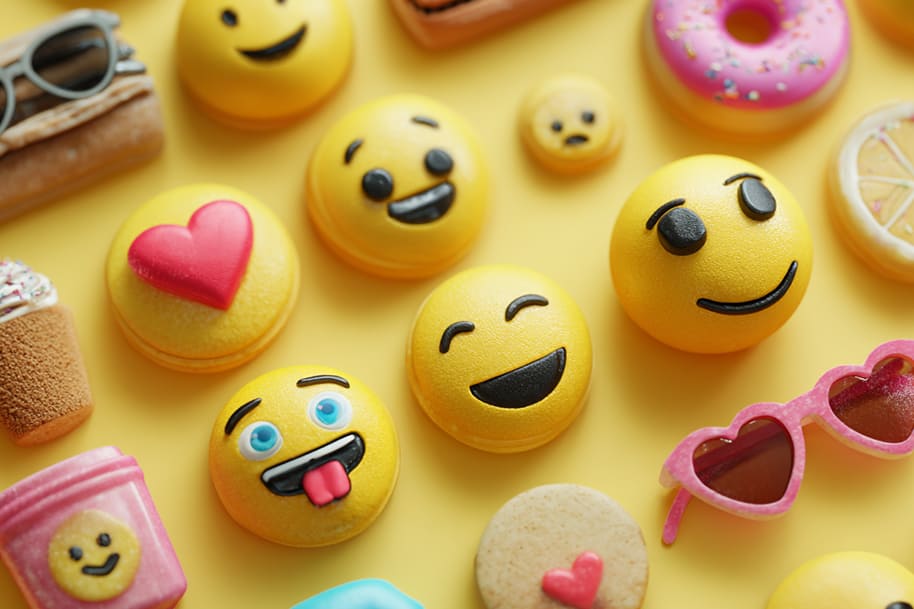 Emoji-themed desserts symbolizing the emoji language as a form of modern communication for World Emoji Day