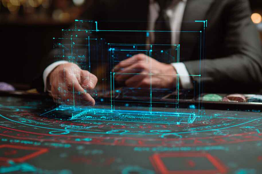 Casino dealer using advanced holographic interface on a gaming table, representing AI technology and innovative gambling solutions at Eternal Slots Casino.









Ask ChatGPT
