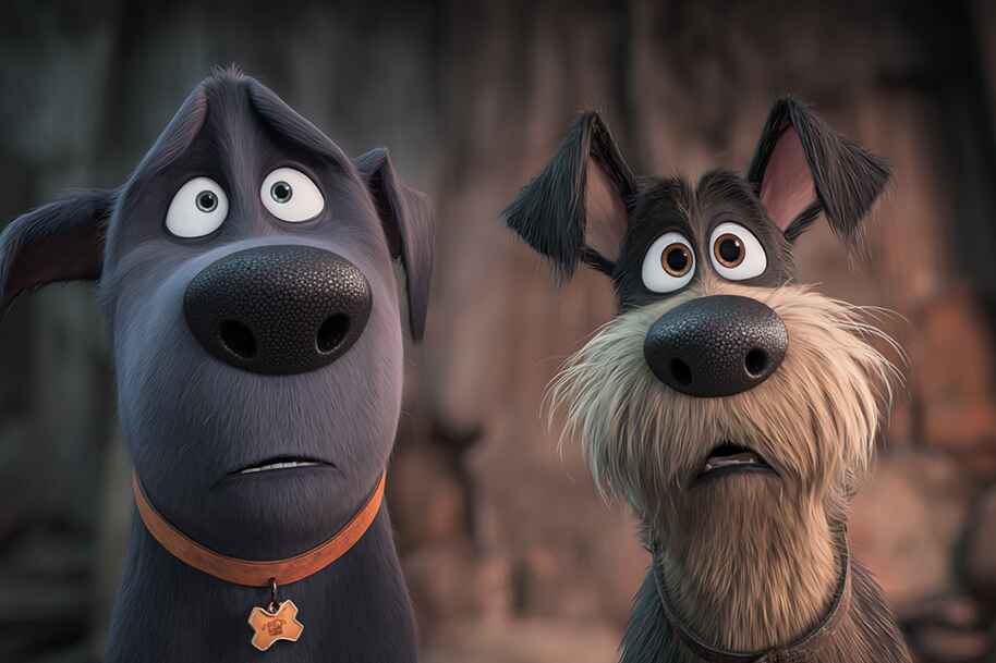 Two animated dogs from Netflix’s new comedy “Fixed,” featured on Eternal Slots Casino blog about best new movies streaming now.