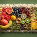 Colorful display of functional foods 2025 including fresh fruits, nuts, seeds, grains, and superfoods that represent smarter nutrition for busy lifestyles, featured on Eternal Slots Casino blog.