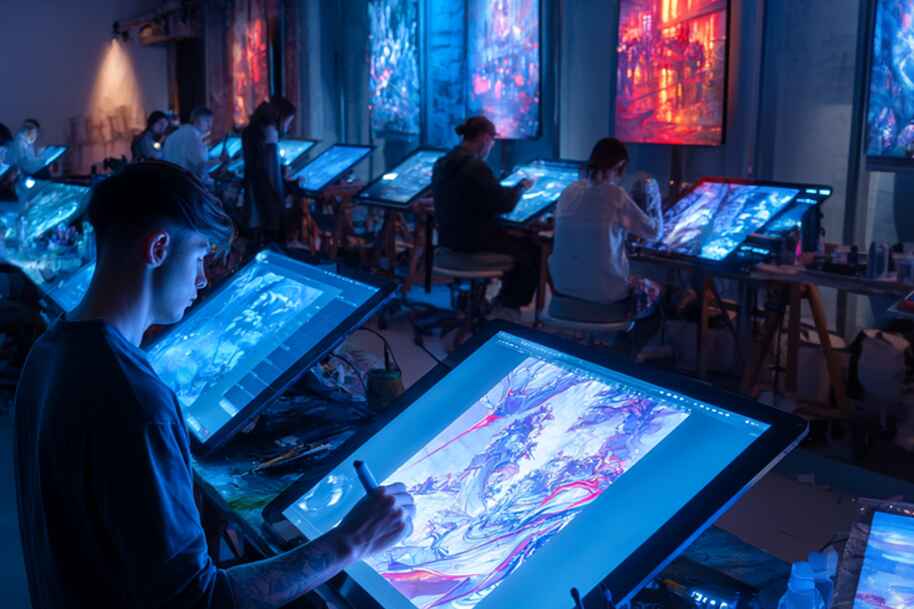 Artists creating digital art on tablets – creative hobby community and online art trends 2025 on Eternal Slots blog