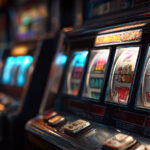 Close-up of slot machine reels showing 7 and bar symbols with online slot features and multipliers – Eternal Slots casino blog.