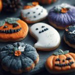 Halloween cookies decorated with ghosts, pumpkins, and spider webs, perfect easy Halloween recipes for homemade spooky desserts.
