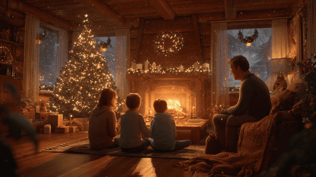 Family celebrating new year