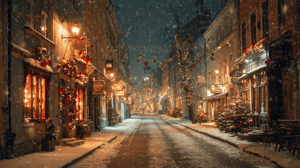 Christmas decorated street