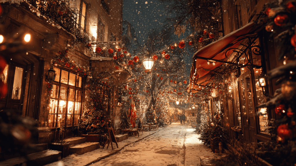 Christmas decorated street
