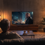 Watching tv shows in the living room