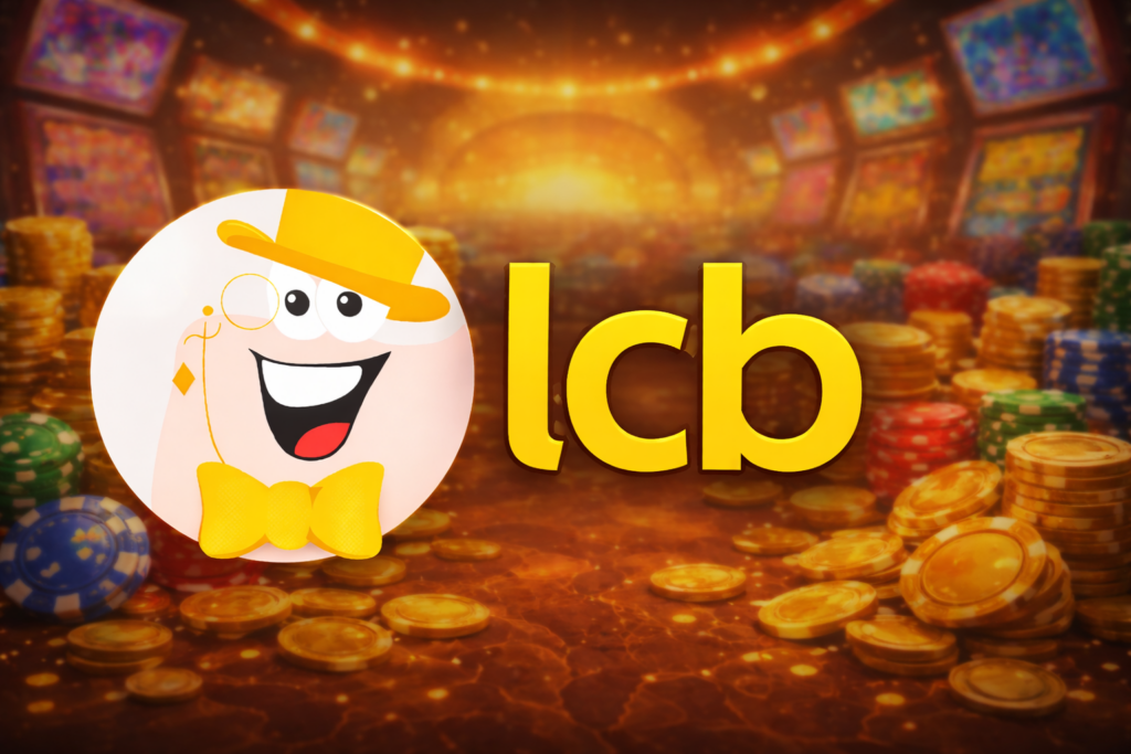 LCB logo with casino-themed background, featuring chips, coins, and slot machines symbolizing the LCB Members Choice Awards.