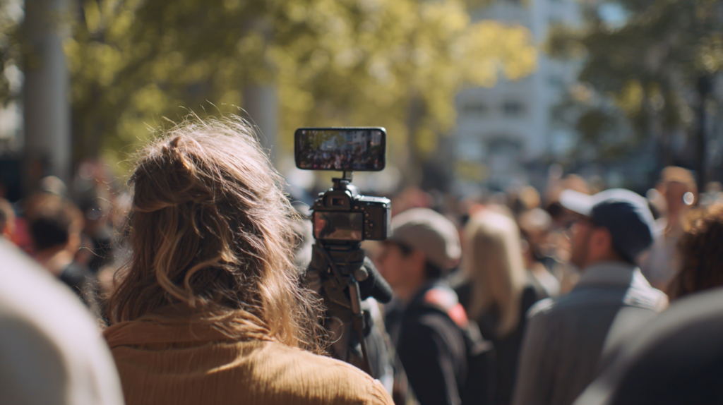 Filming famous person