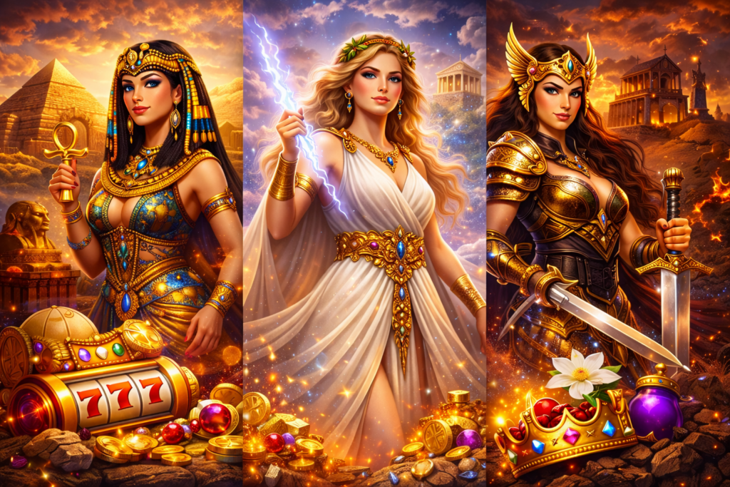female themed slot games, Queens, Goddesses, and Warriors